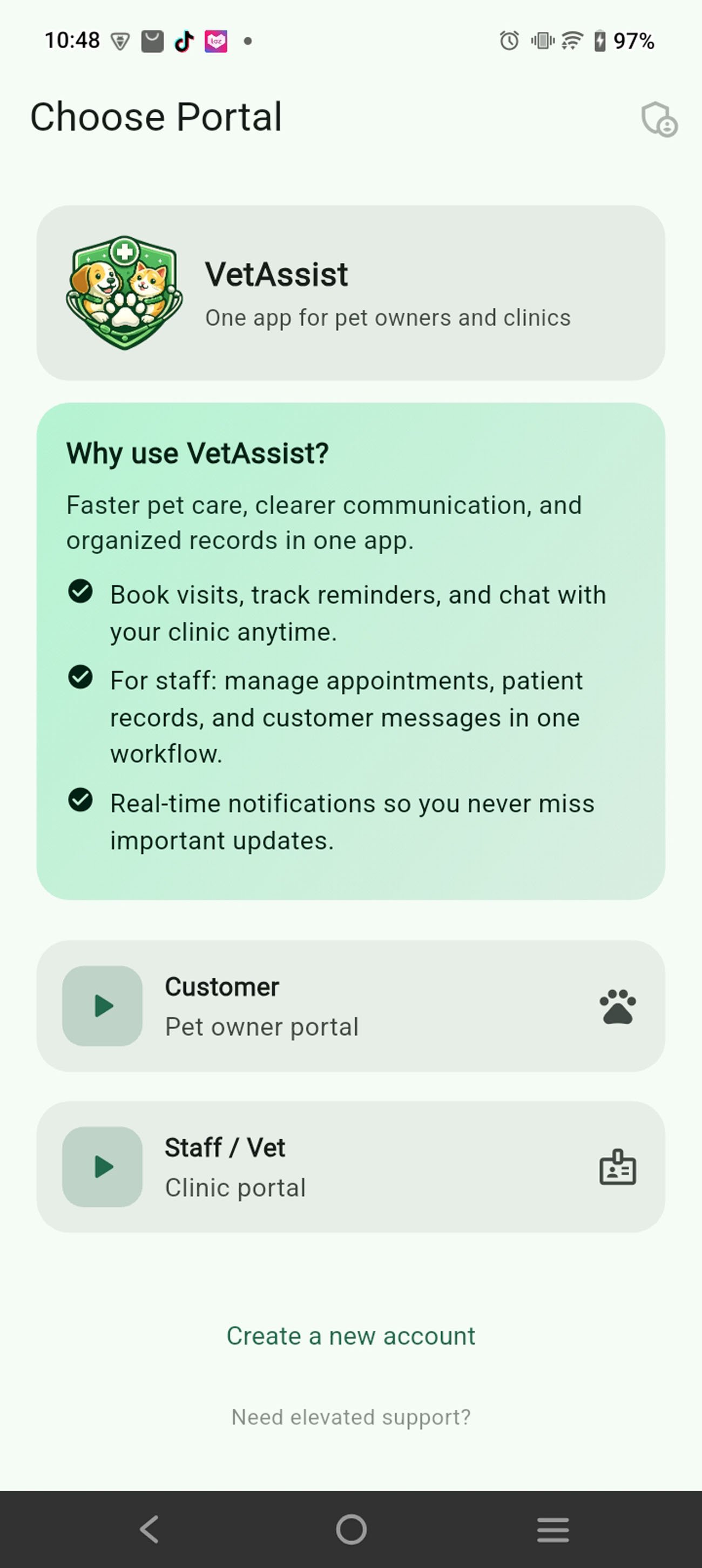VetAssist Dashboard Screenshot